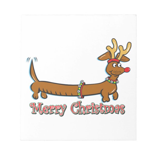 Bloco De Notas Feliz Natal Dachshund (Frente)