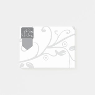 Bloco De Notas Feliz Natal de prata da aba & do Flourish