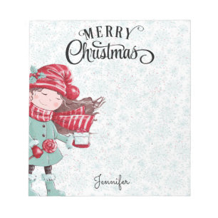 Bloco De Notas Feliz Natal Fancy Script Adicione Seu Nome Present