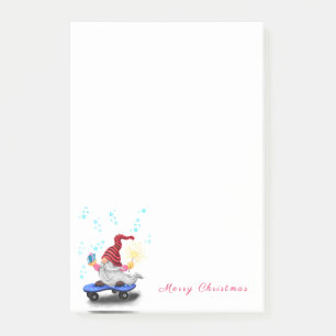 Bloco De Notas Feliz Natal - Feliz Gnomo Skater com presentes