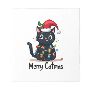 Bloco De Notas Feliz Natal Gato Gato Preto Luz de Natal Família d