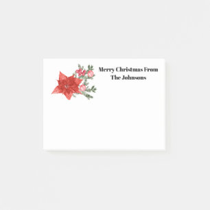 Bloco De Notas Feliz Natal Poinsettia Watercolor