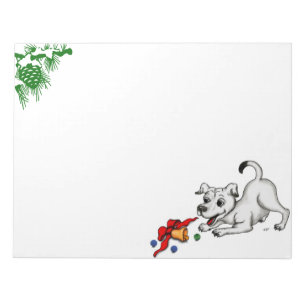 Bloco De Notas Feliz Natal! Puppy com Bell e Ball