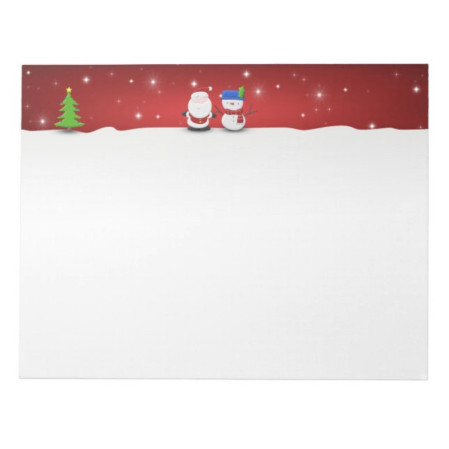 Bloco De Notas Feliz Natal Snowman e Papais noeis (Frente)