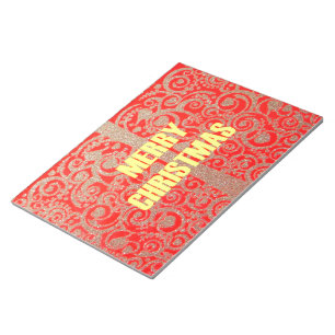 Bloco De Notas Feliz Ouro de Natal Red Snow Hearts