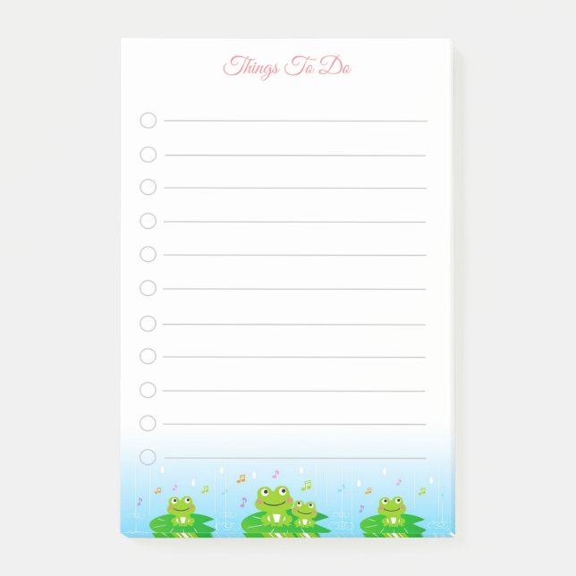 Bloco De Notas Feliz Sapo Coisas A Fazer (Frente)
