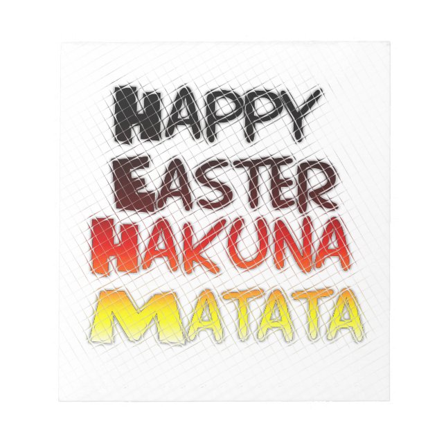 Bloco De Notas Felz pascoa: Hakuna Matata Text Art Design (Frente)
