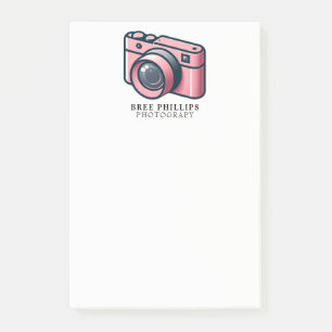 Bloco De Notas Feminino Rosa & Cinza Câmera Fotografia Personaliz