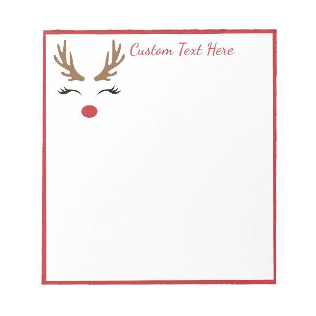 Bloco De Notas Feriado de Natal bonito Rudolf Reindeer Red Nose (Frente)