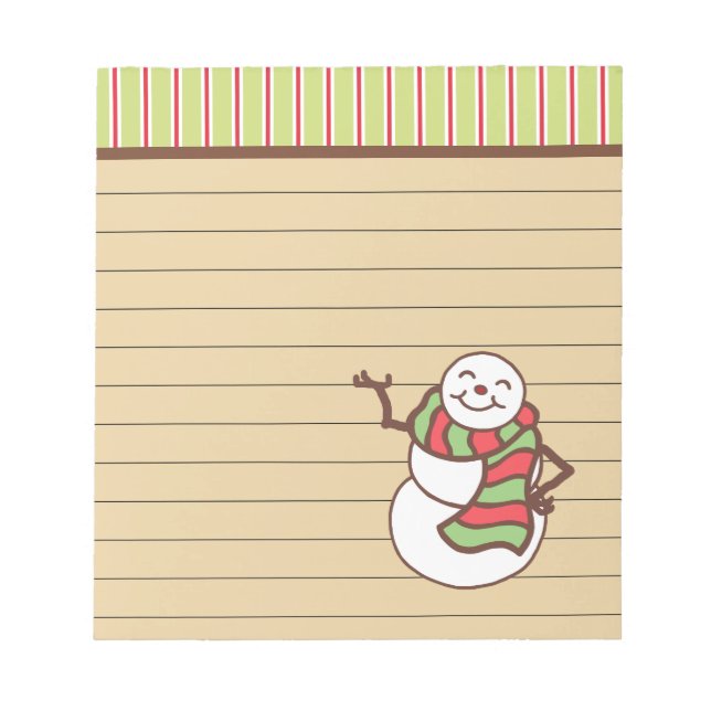 Bloco De Notas Feriado Feriado de Natal Bonito, Snowman Notepad G (Frente)