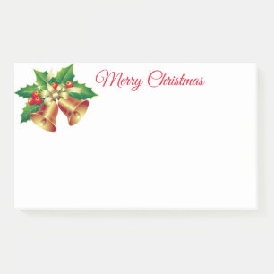 Bloco De Notas Feriados - Sinos de Holly e Posto-it-Notes