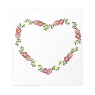 Bloco De Notas Ferida Vintage em Forma de Coração de Flores para