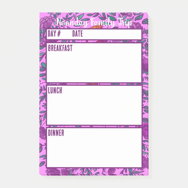 Bloco De Notas Ferramenta de Planeamento de Refeições do Menu de  (Frente)