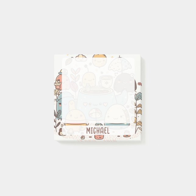 Bloco De Notas Festa de Chá de Kawaii Cute Personalizada (Frente)