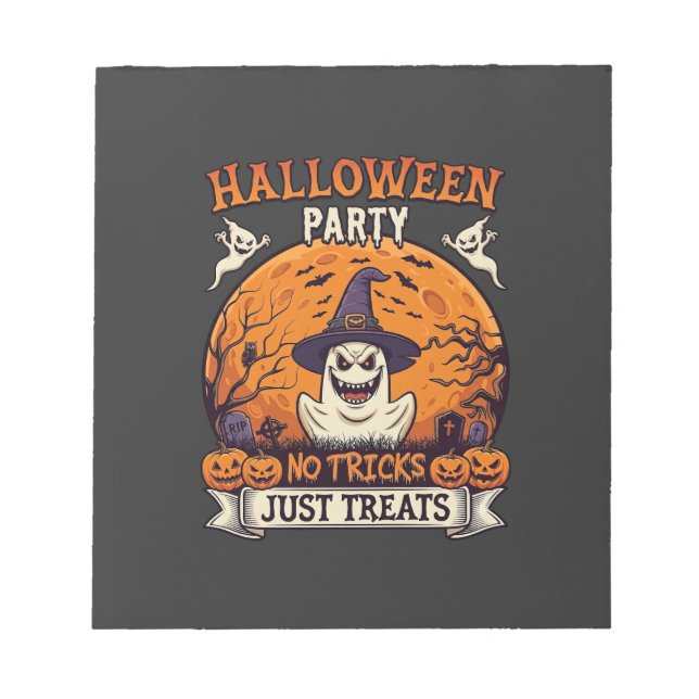 Bloco De Notas Festa de Halloween Sem Truques Só Guloseimas Fanta (Frente)