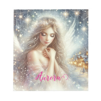 Bloco De Notas Festive Girly Watercolor Ethereal Frost Snow Angel