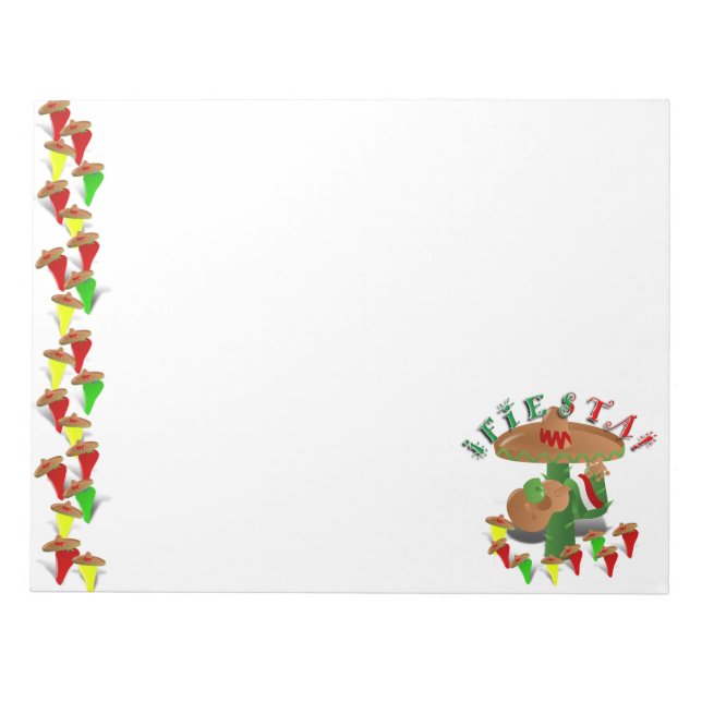 Bloco De Notas Fiesta Cactus w/Sombrero & Guitar (Frente)