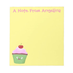 Bloco De Notas Figura de desenho animado de cupcake feliz