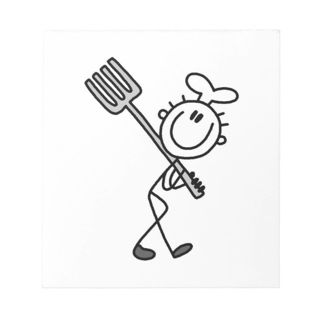 Bloco De Notas Figura de palito de chef com garfo (Frente)