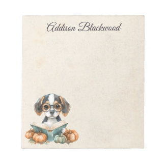 Bloco De Notas Filhote de Beagle Fofo Lendo Livro Personalizado d