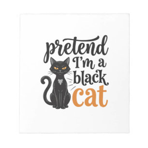 Bloco De Notas Fingir que sou um gato preto camiseta de Halloween