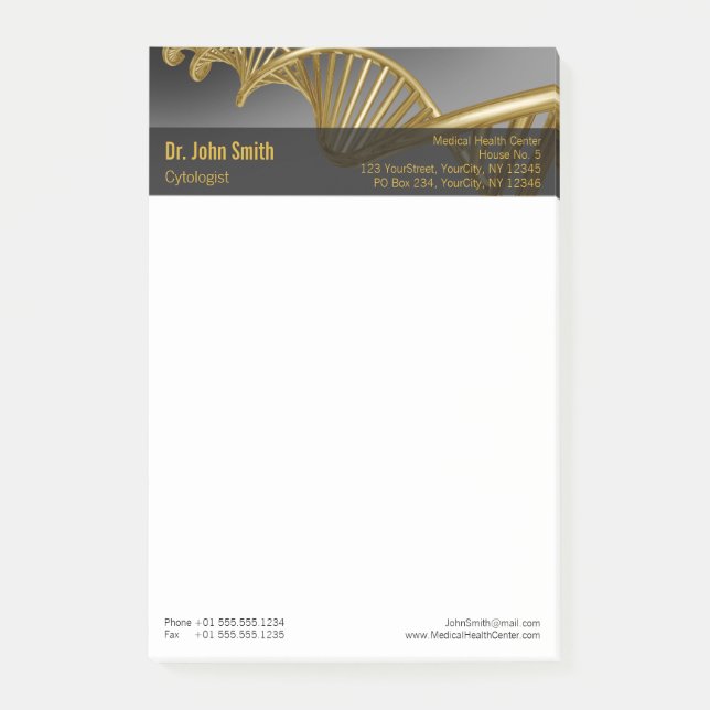 Bloco De Notas Fio de DNA Profissional Médico Ouro Luxo (Frente)