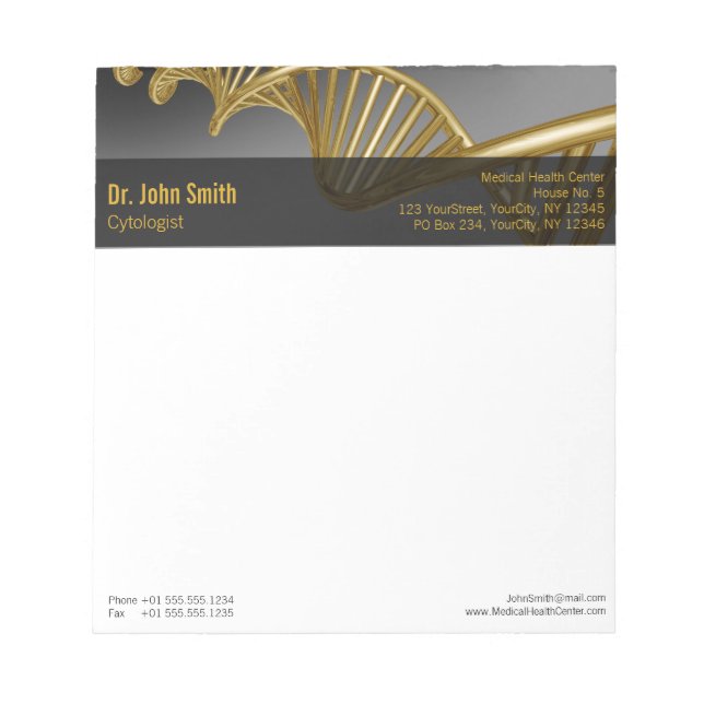 Bloco De Notas Fio de DNA Profissional Ouro Luxo Médico (Frente)