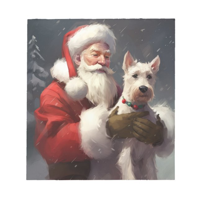 Bloco De Notas Fio Fox Terrier Santa Claus Natal Festivo (Frente)