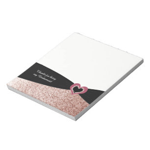 Bloco De Notas Fita Brilhante Dourado Rosa Bridesmaid Obrigada
