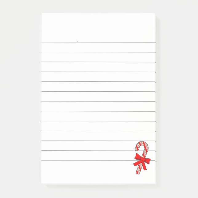 Bloco De Notas Fita Vermelha de Candy Cane Natal Lined (Frente)