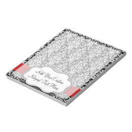 Bloco De Notas Fita Vermelha Preta/Branca com Damasco