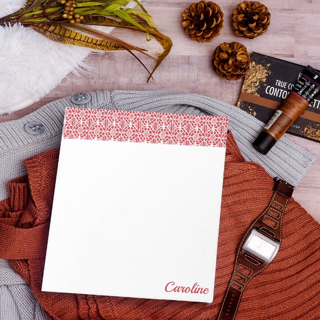 Bloco De Notas Flame Scarlett Com Padrão De Lace De Crochet Branc (Criador carregado)