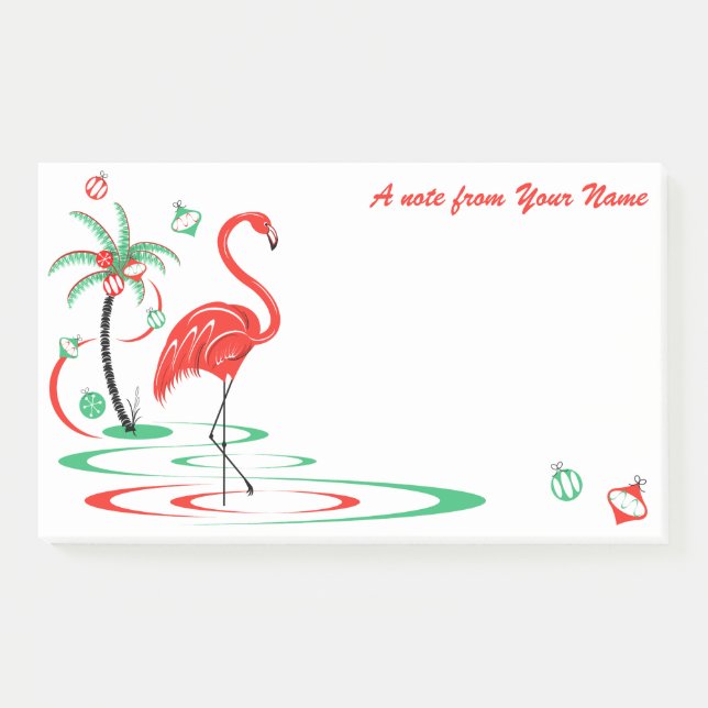 Bloco De Notas Flamingo Baubles Red Christmas Texto grande (Frente)