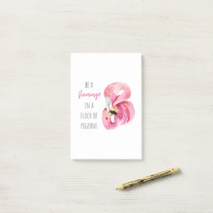 Bloco De Notas Flamingo, Cor de Água Rosa Moderna, Com Citação