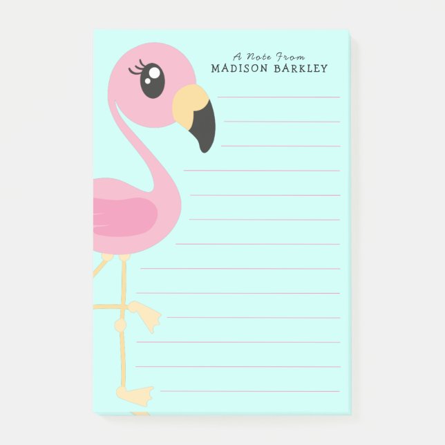 Bloco De Notas Flamingo Cute Tropical Kids Postam (Frente)