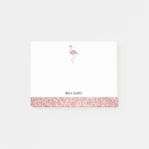 Bloco De Notas Flamingo e borda do Flamingo e Rosa Dourado Faux
