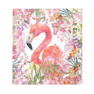 Bloco De Notas Flamingo na Selva Flor - Padrão de Verão