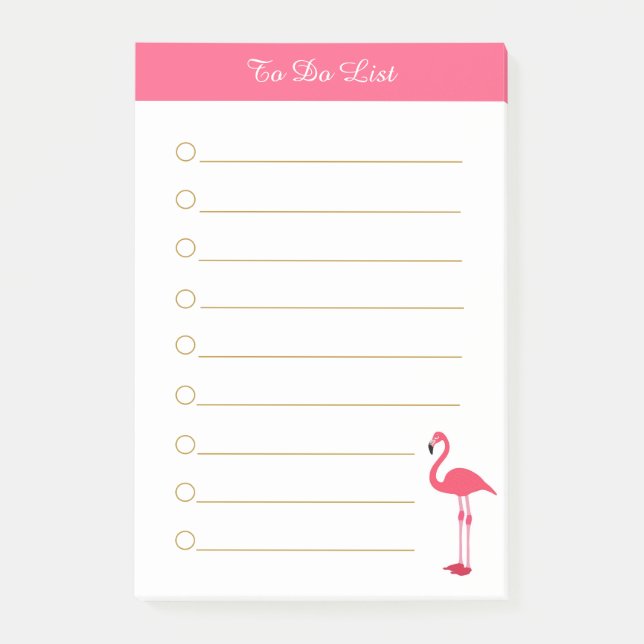 Bloco De Notas Flamingo rosa & caligrafia em linhas brancas (Frente)