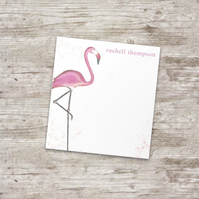 Bloco De Notas Flamingo Rosa em Aquarela Simples Chique Elegante (Criador carregado)