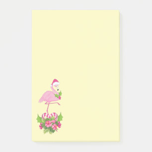 Bloco De Notas Flamingo Rosa em Chapéu de Papai Noel Natal Capric