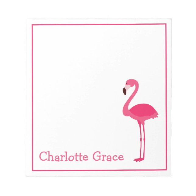 Bloco De Notas Flamingo Rosa Tropical Personalizado (Frente)