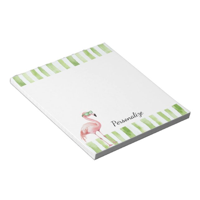 Bloco De Notas Flamingo Rosa Verde (Inclinado)