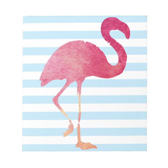 Bloco De Notas Flamingo, tiras azuis e brancas (Frente)