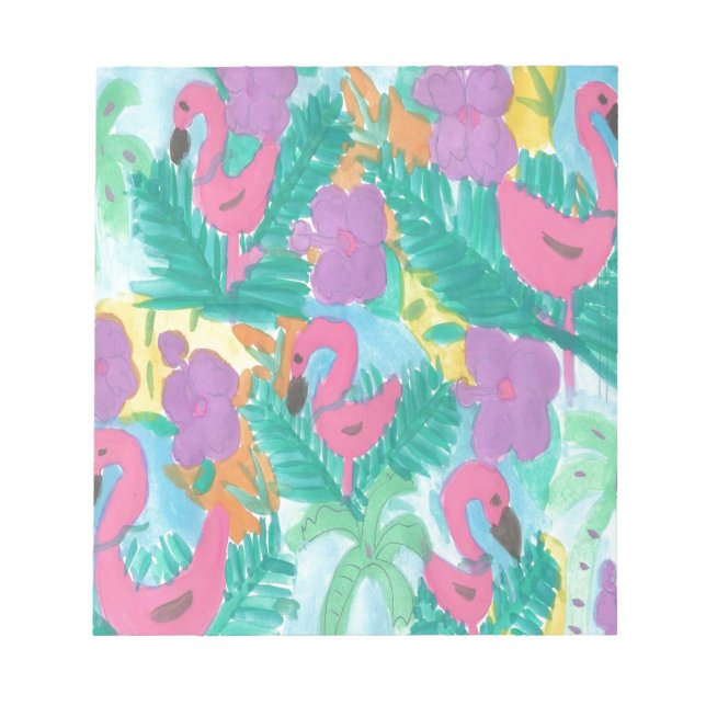 Bloco De Notas Flamingo Tropical Jungle Patterno (Frente)