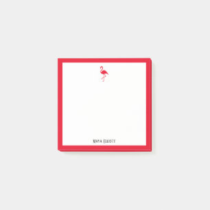 Bloco De Notas Flamingo Vermelho Brilhante e Borda em Branco com
