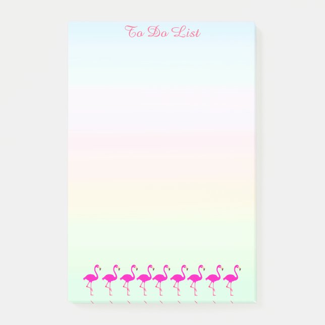 Bloco De Notas Flamingos rosa & caligrafia em tons pastel (Frente)