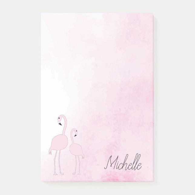 Bloco De Notas Flamingos Rosa Personalizados (Frente)