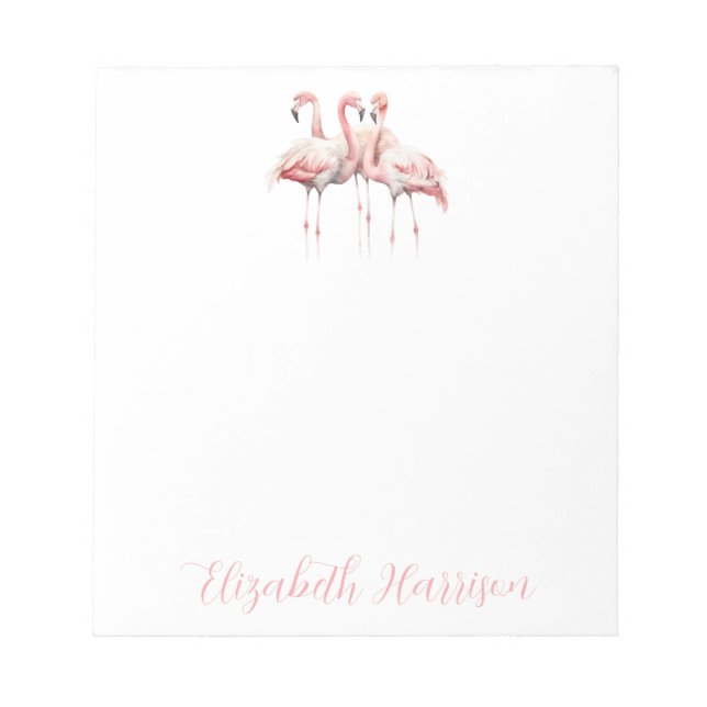 Bloco De Notas Flamingos Rosa Tropical Personalizado (Frente)