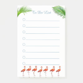 Bloco De Notas Flamingos Vermelhos & Folhas de Palmeira Verdes Co