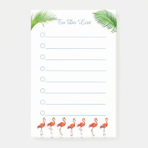 Bloco De Notas Flamingos Vermelhos & Folhas de Palmeira Verdes Co